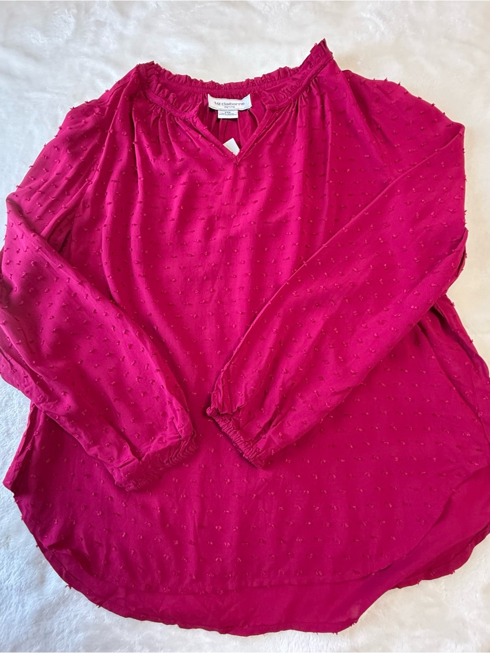 Liz Claiborne Fuchsia Textured Long Sleeve Blouse